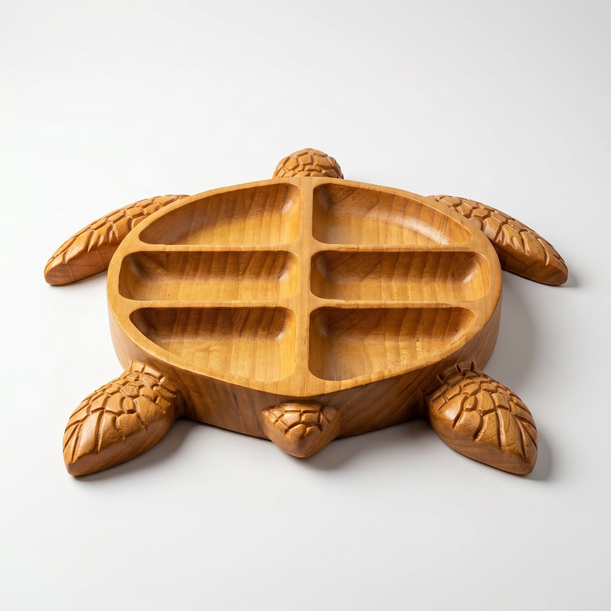 Turtle-Shaped Wooden Tray for Serving