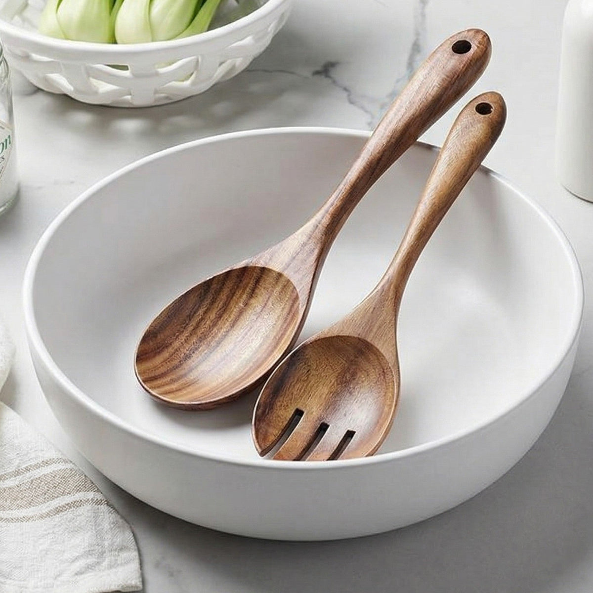 Serving Utensil Set - Wooden Spoon and Fork Included