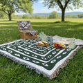 Fringed Edge Blanket Featuring Evil Eye Design in Woven Fabric