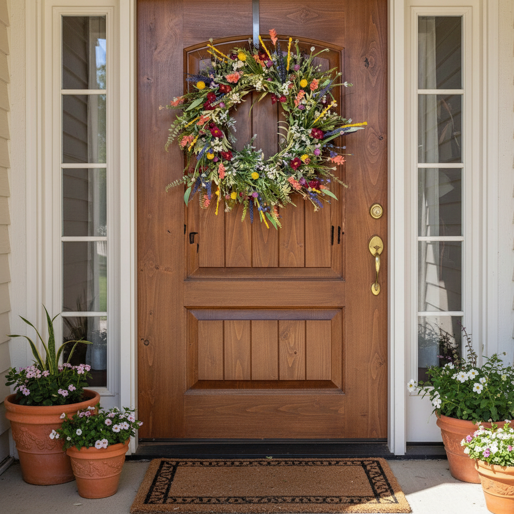 Spring Floral Wreath for Front Door - Seasonal Home Decoration