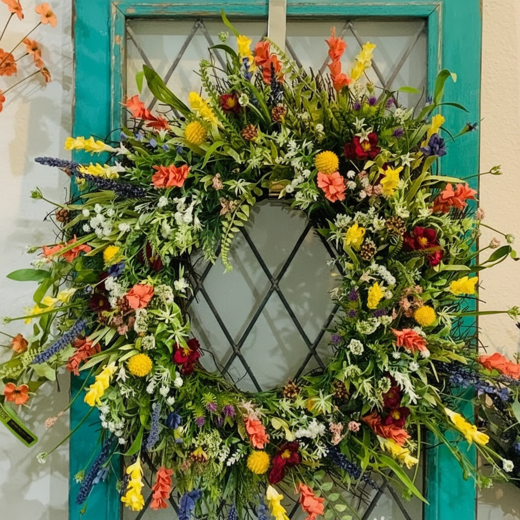 Spring Floral Wreath for Front Door - Seasonal Home Decoration