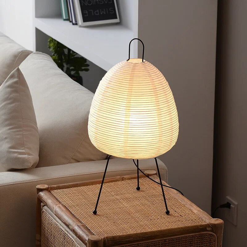 Zen Minimalist Table Lamp with Japanese Rice Paper Design