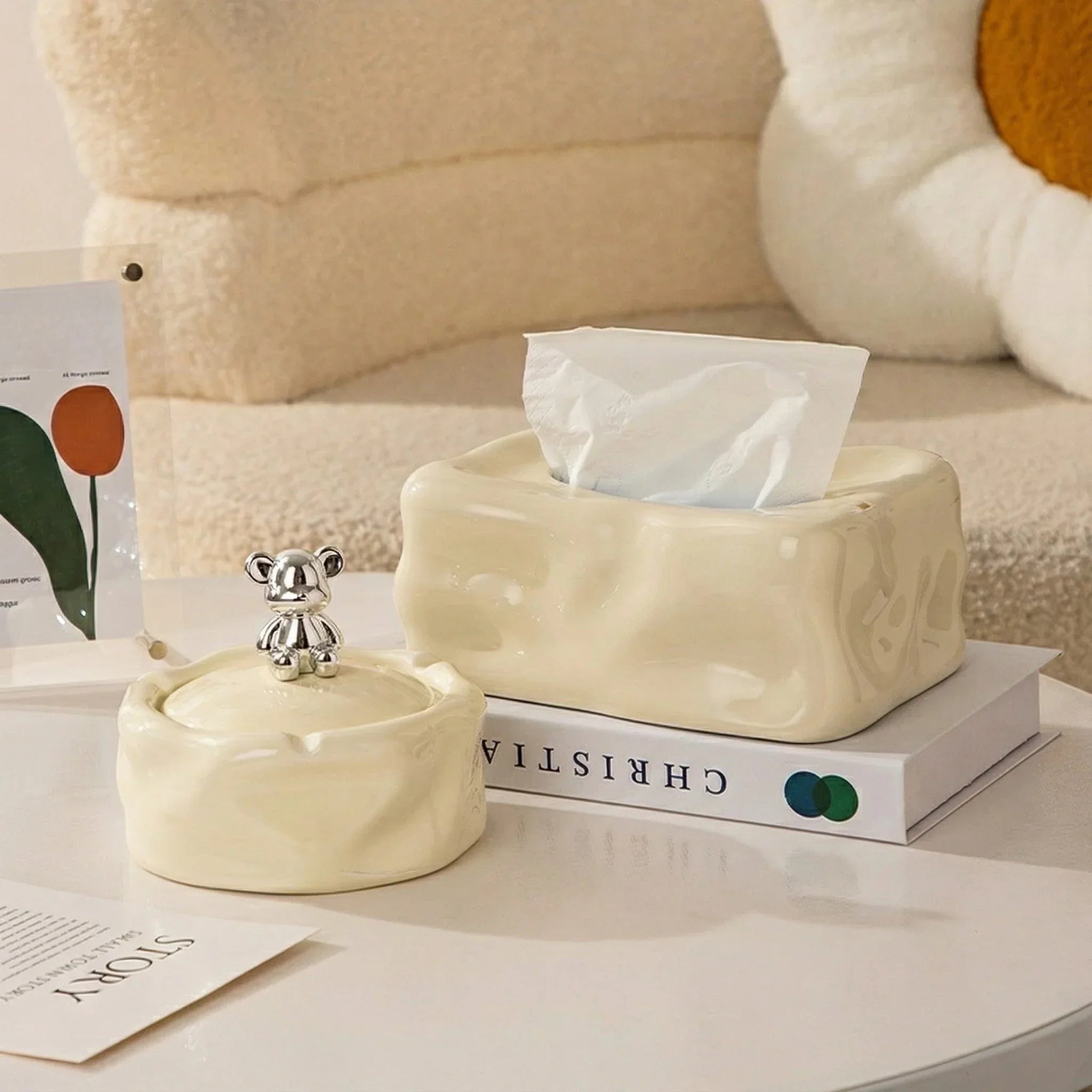 Artistic Wave Ceramic Tissue Holder